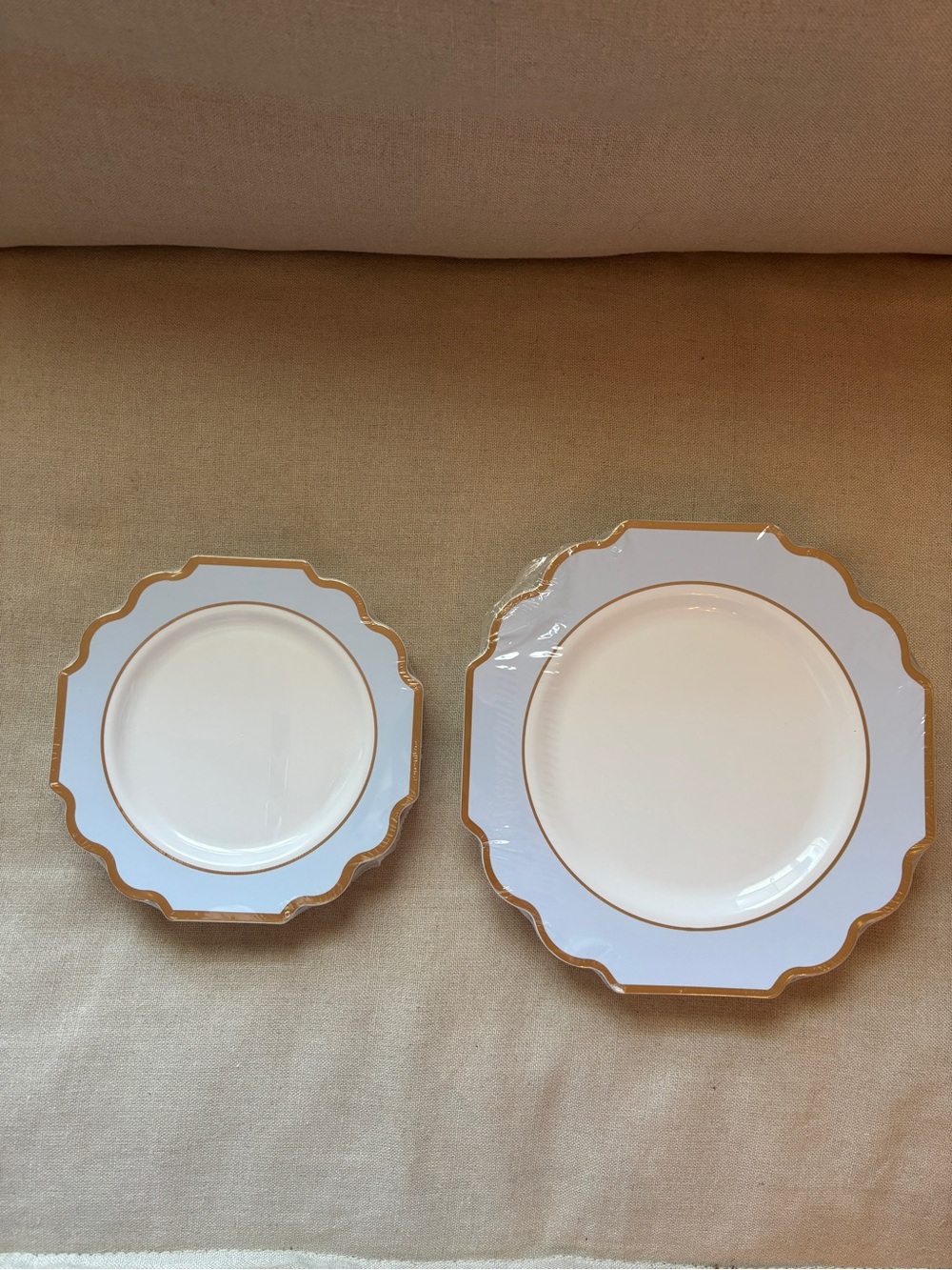 Occasion White Dinner and Salad Plate Set with Gold Trim